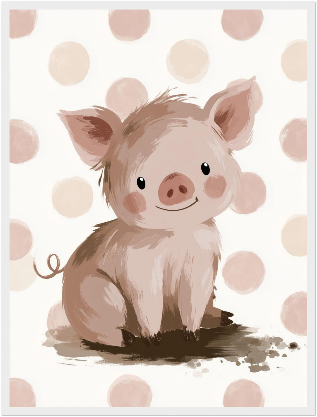 Kleines Schweinchen Aquarell Poster – Weißer Rahmen – Produktfoto