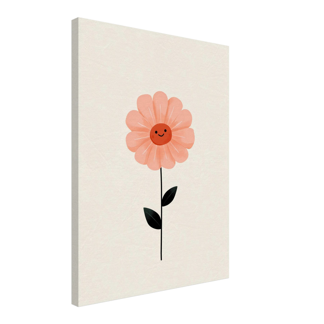Lächelnde rosa Blume Leinwandbild – Schräge Ansicht – Produktfoto