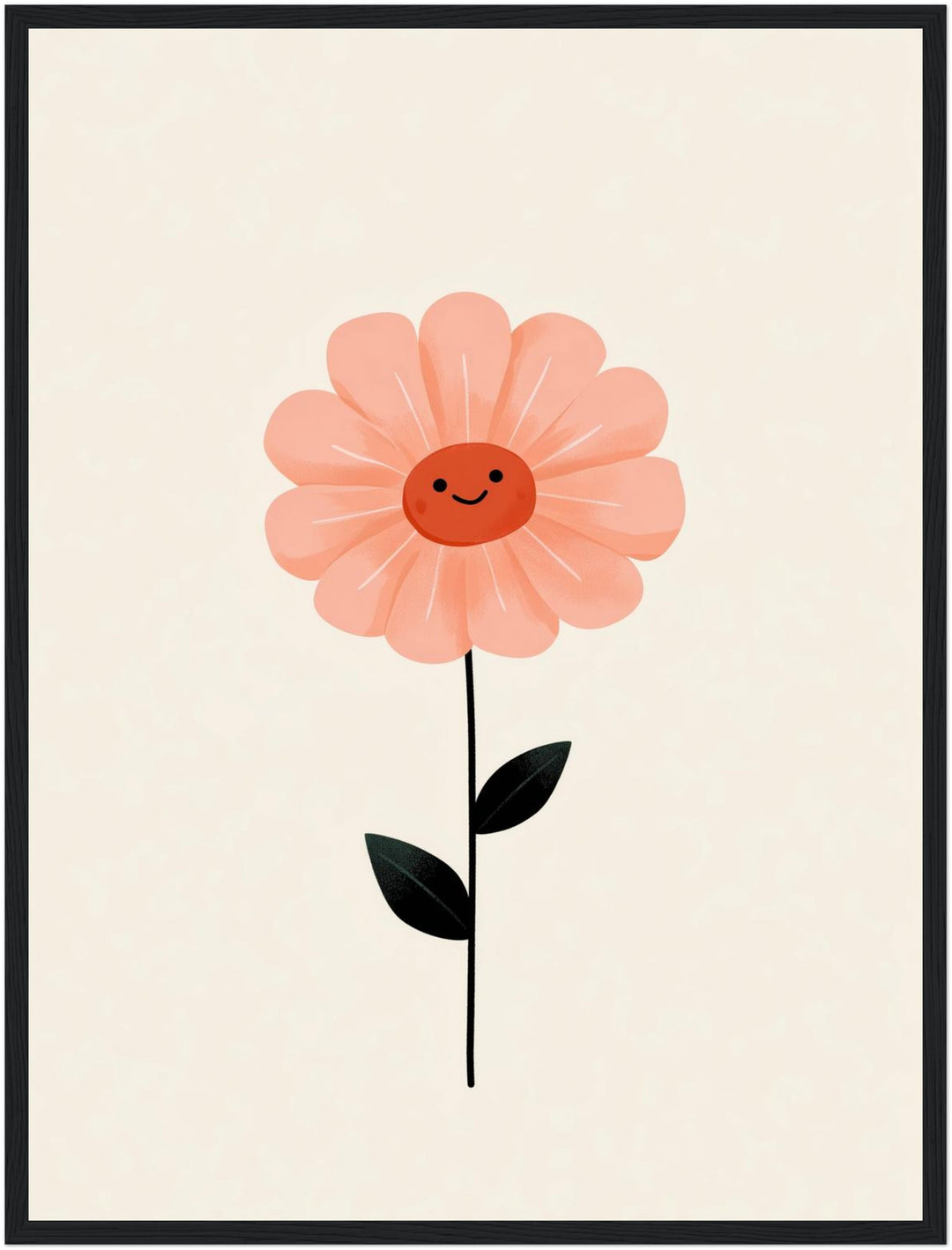 Lächelnde rosa Blume Poster – Schwarzer Rahmen – Produktfoto