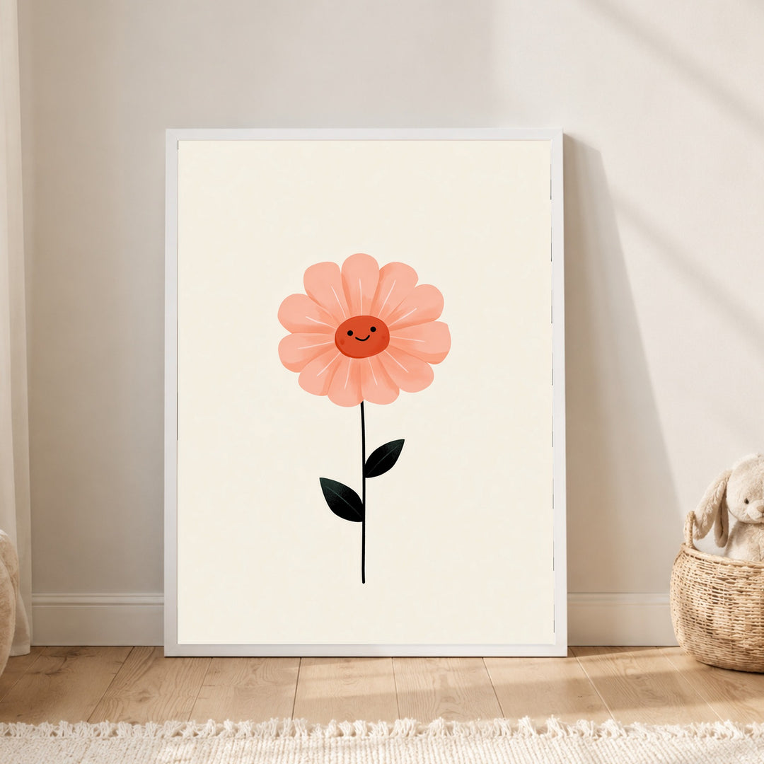 Lächelnde rosa Blume Poster – Weißer Rahmen – Produktfoto