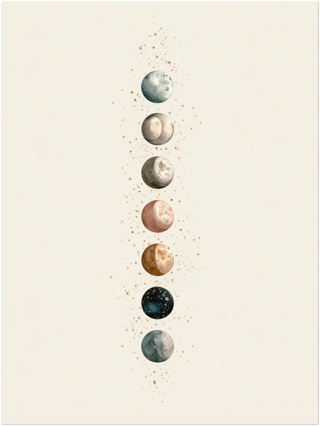 Sieben Monde im Aquarell Poster – Ohne Rahmen – Produktfoto