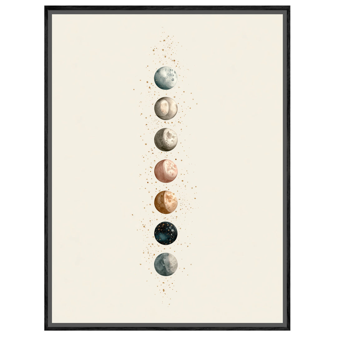 Sieben Monde im Aquarell Leinwandbild – Leinwandbild