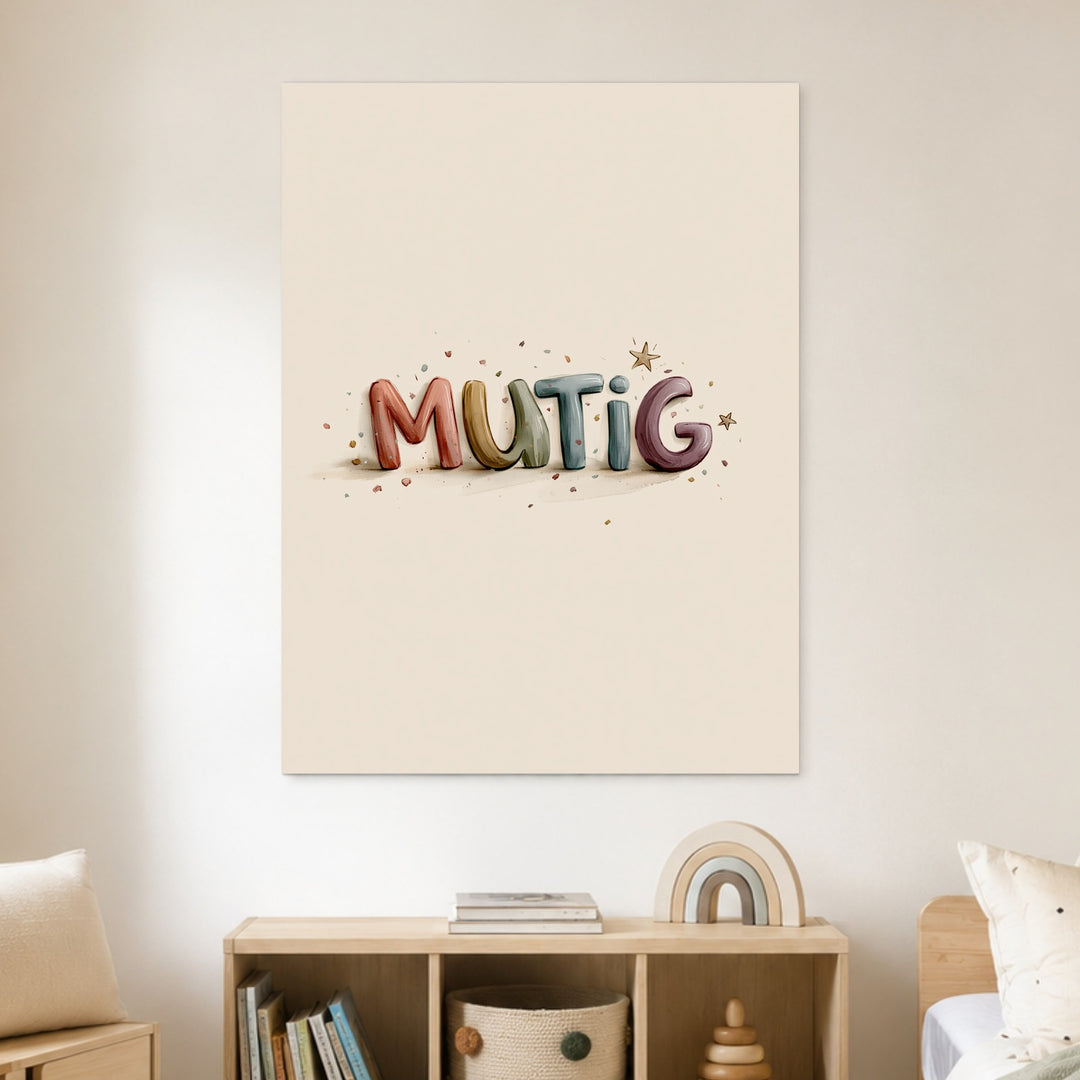 Mutig Schriftzug Kinderzimmer Poster – Ohne Rahmen – Produktfoto