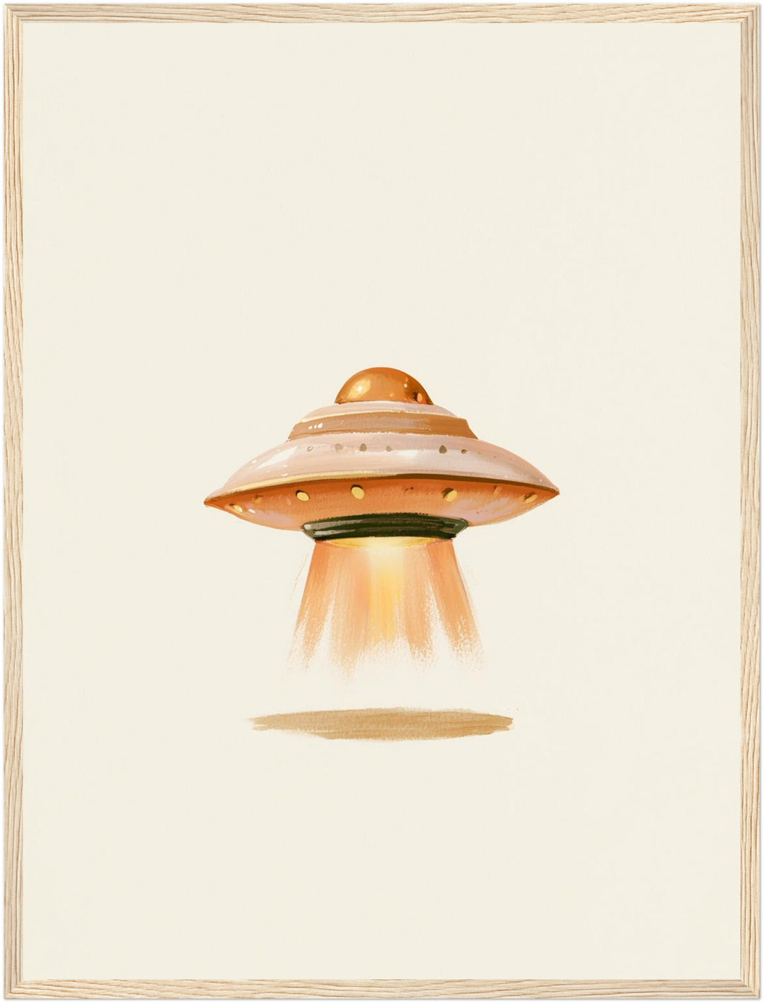 Fliegende Untertasse retro Poster – Holz natur Rahmen – Produktfoto