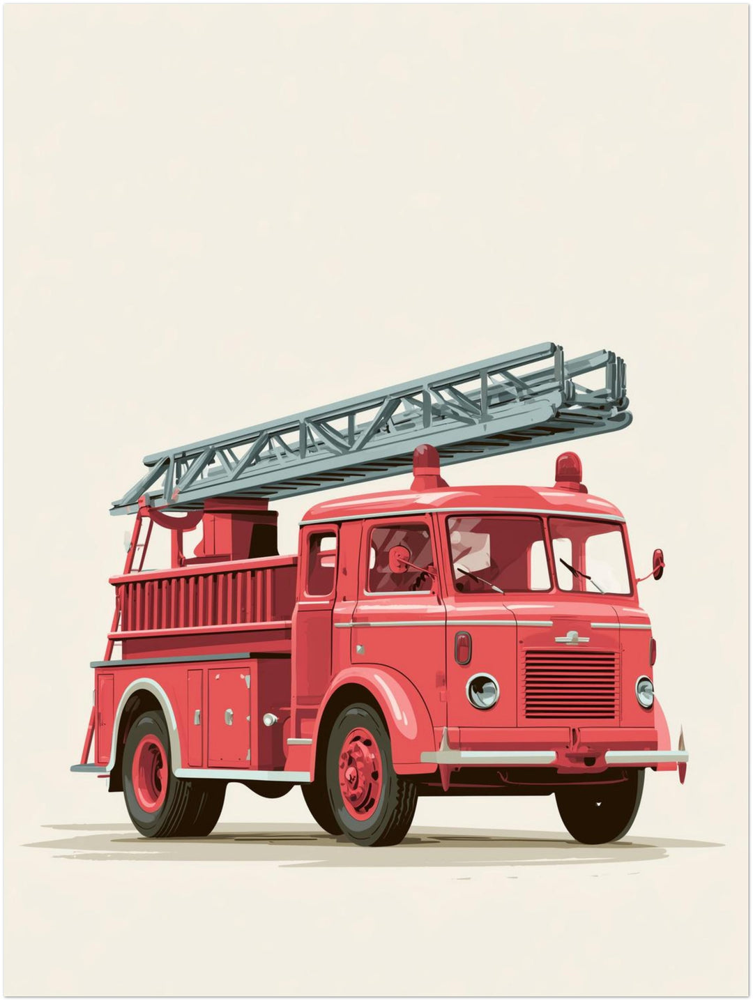 Rotes Feuerwehrauto Vintage Poster – Ohne Rahmen – Produktfoto