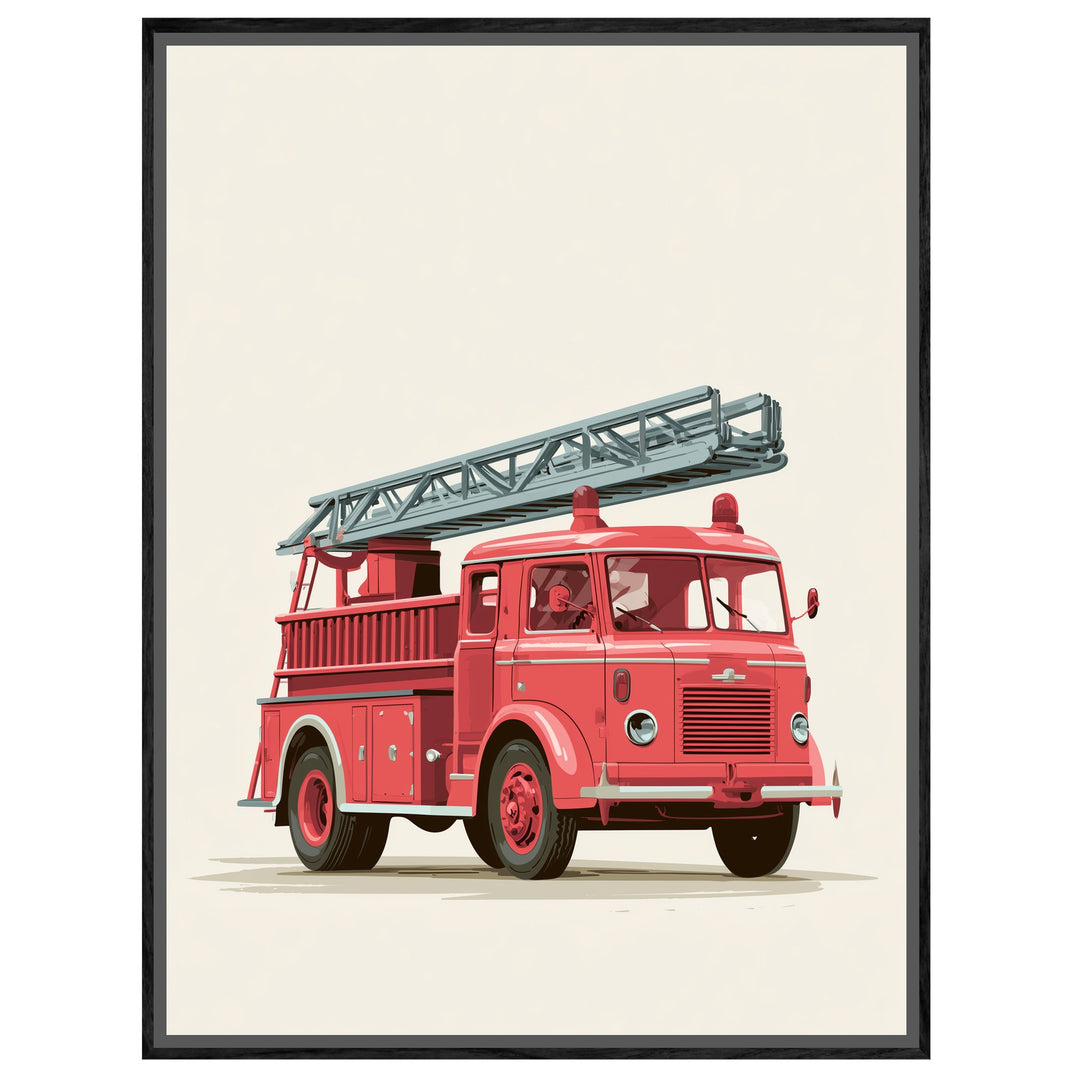 Rotes Feuerwehrauto Vintage Leinwandbild – Leinwandbild