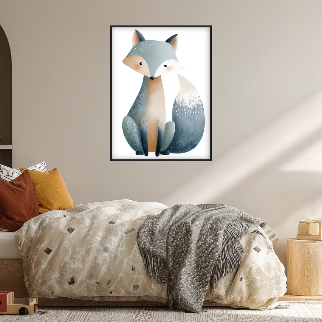 Sanfter blauer Fuchs Aquarell Poster abstrakt – mattes Kunstdruck-Papier – Ansicht 5