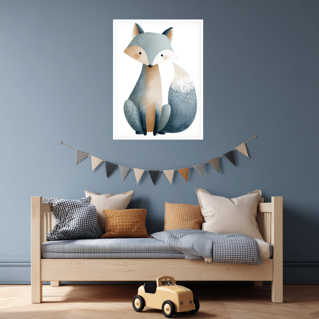Sanfter blauer Fuchs Aquarell Poster abstrakt – mattes Kunstdruck-Papier – Ansicht 6