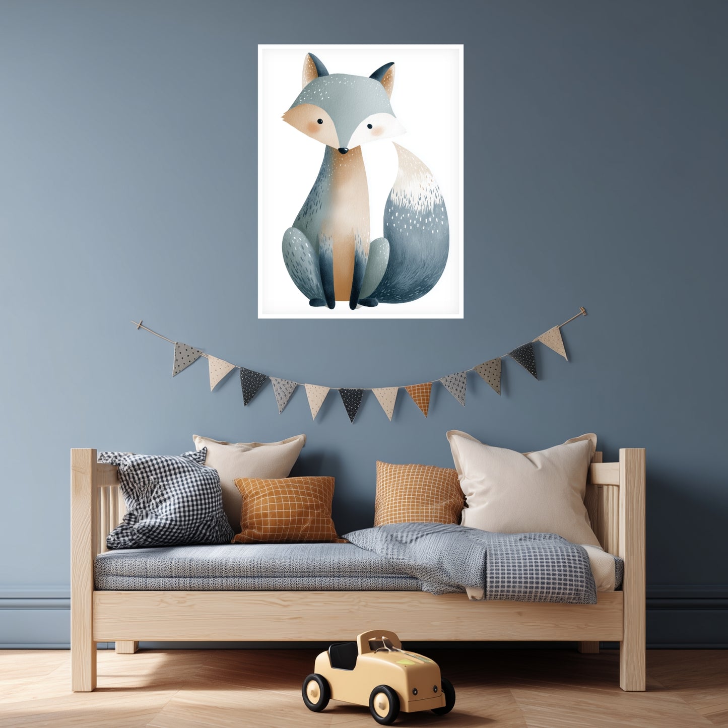 Sanfter blauer Fuchs Aquarell Poster