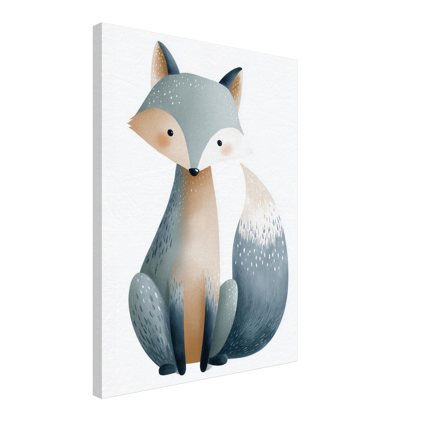 Sanfter blauer Fuchs Aquarell Leinwandbild