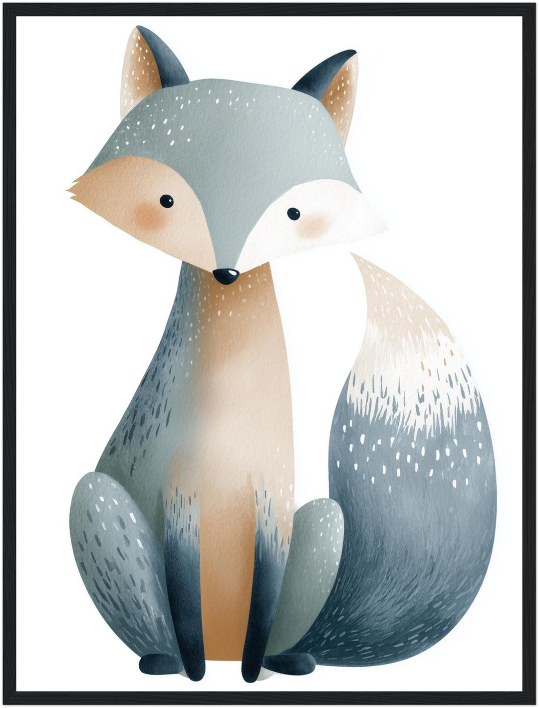 Sanfter blauer Fuchs Aquarell Poster abstrakt – mattes Kunstdruck-Papier – Ansicht 3