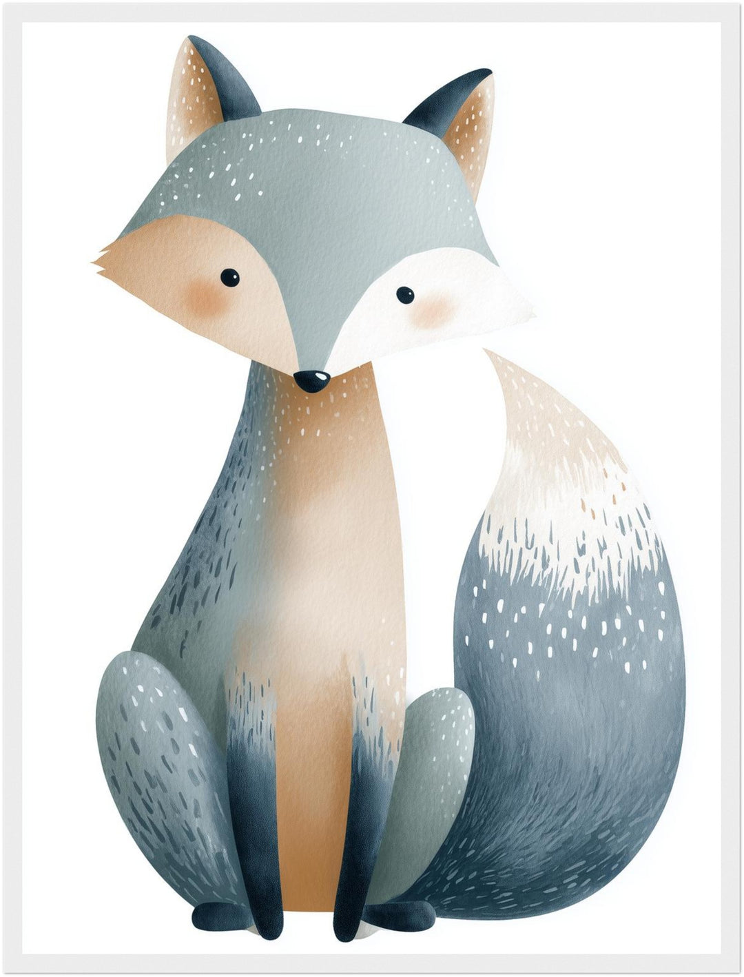 Sanfter blauer Fuchs Aquarell Poster abstrakt – mattes Kunstdruck-Papier – Ansicht 2
