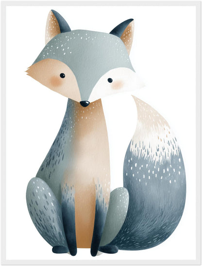Sanfter blauer Fuchs Aquarell Poster