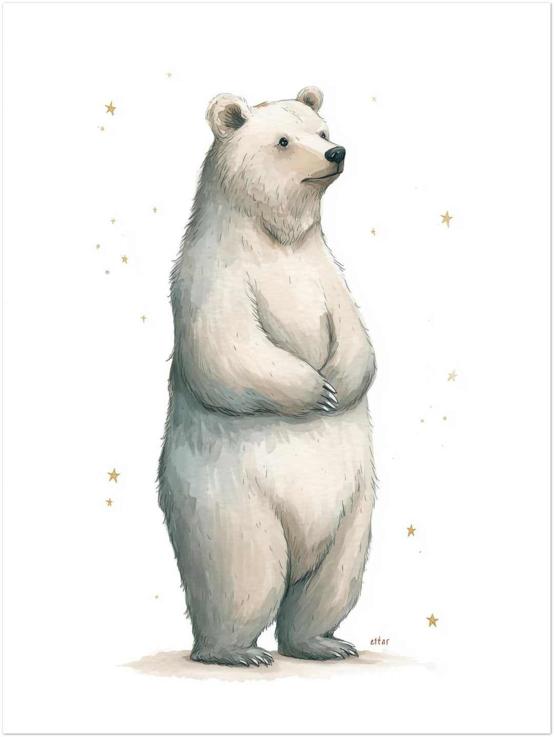 Sanfter Eisbär Aquarell abstrakt – Wandkunst