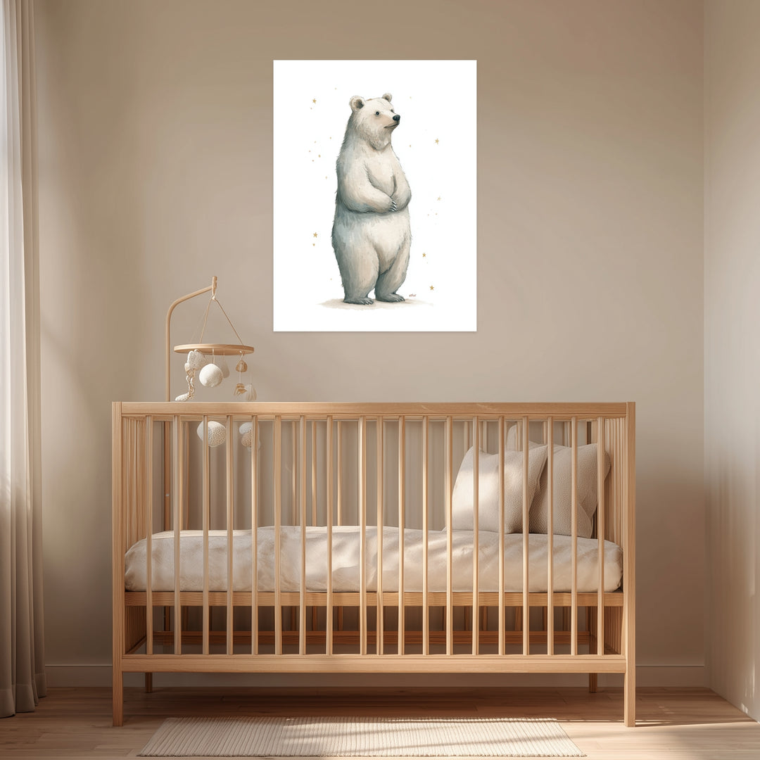 Sanfter Eisbär Aquarell Leinwandbild abstrakt – Leinwand auf Holzrahmen – Ansicht 3