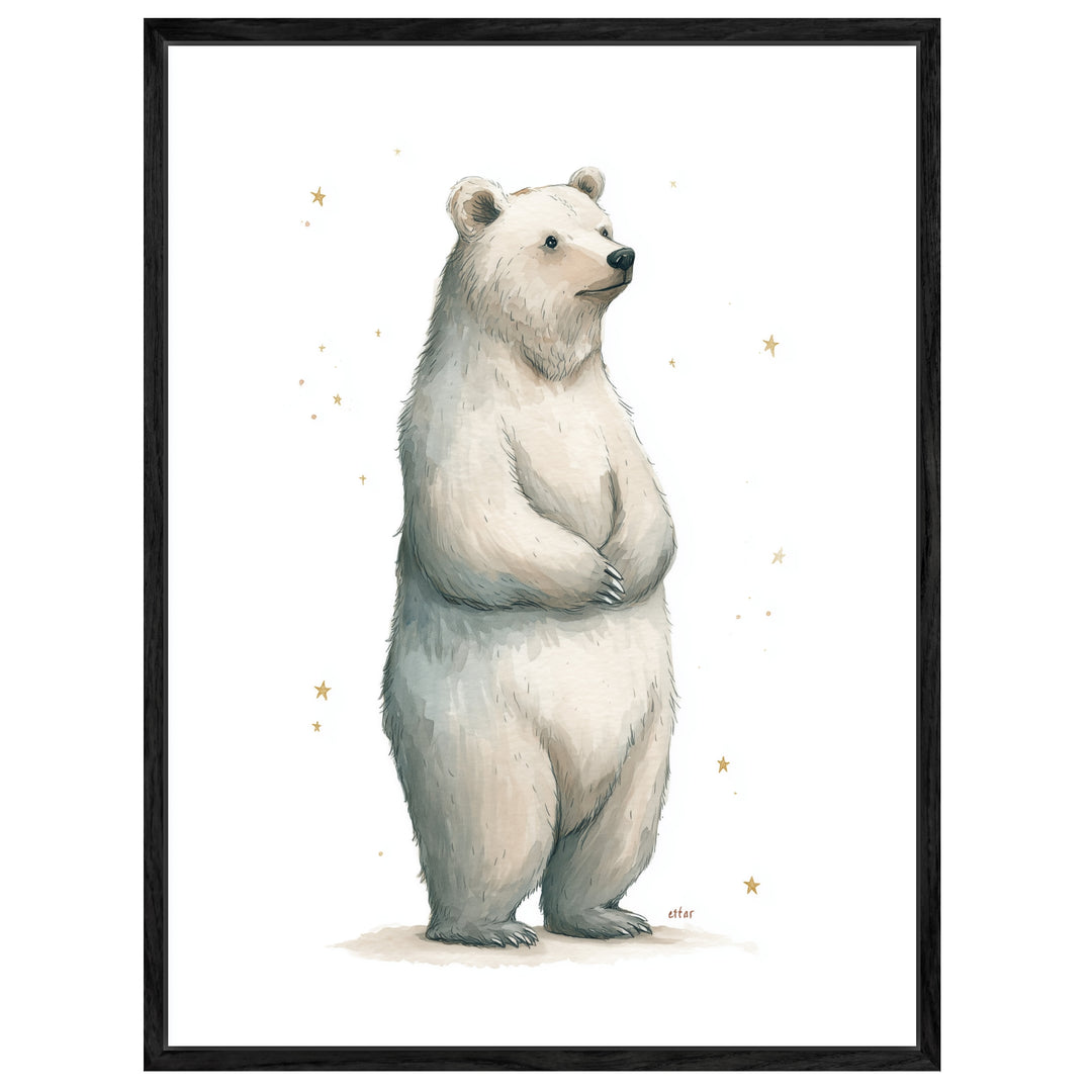 Sanfter Eisbär Aquarell Leinwandbild abstrakt – Leinwand auf Holzrahmen – Ansicht 4