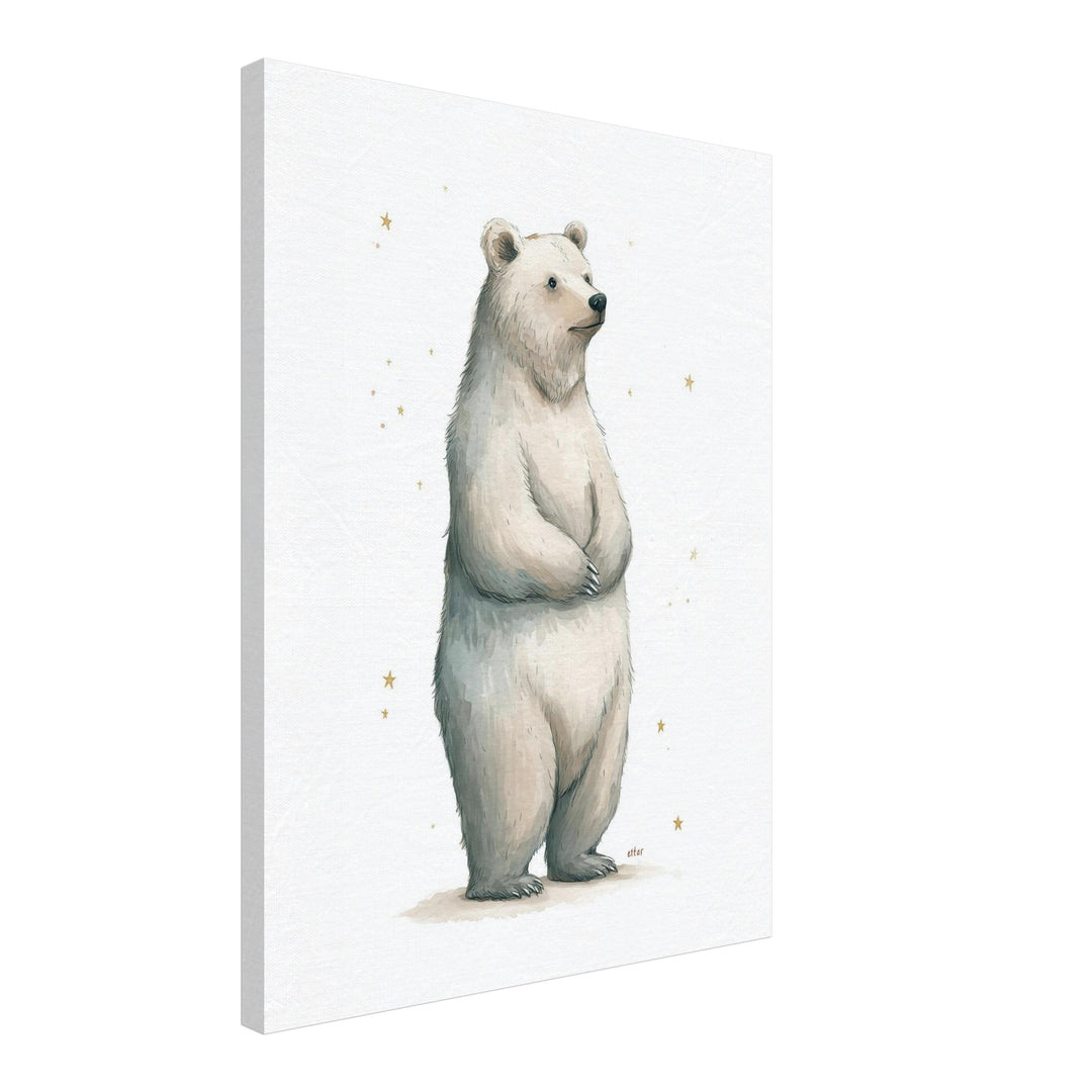 Sanfter Eisbär Aquarell Leinwandbild abstrakt – Leinwand auf Holzrahmen – Ansicht 2
