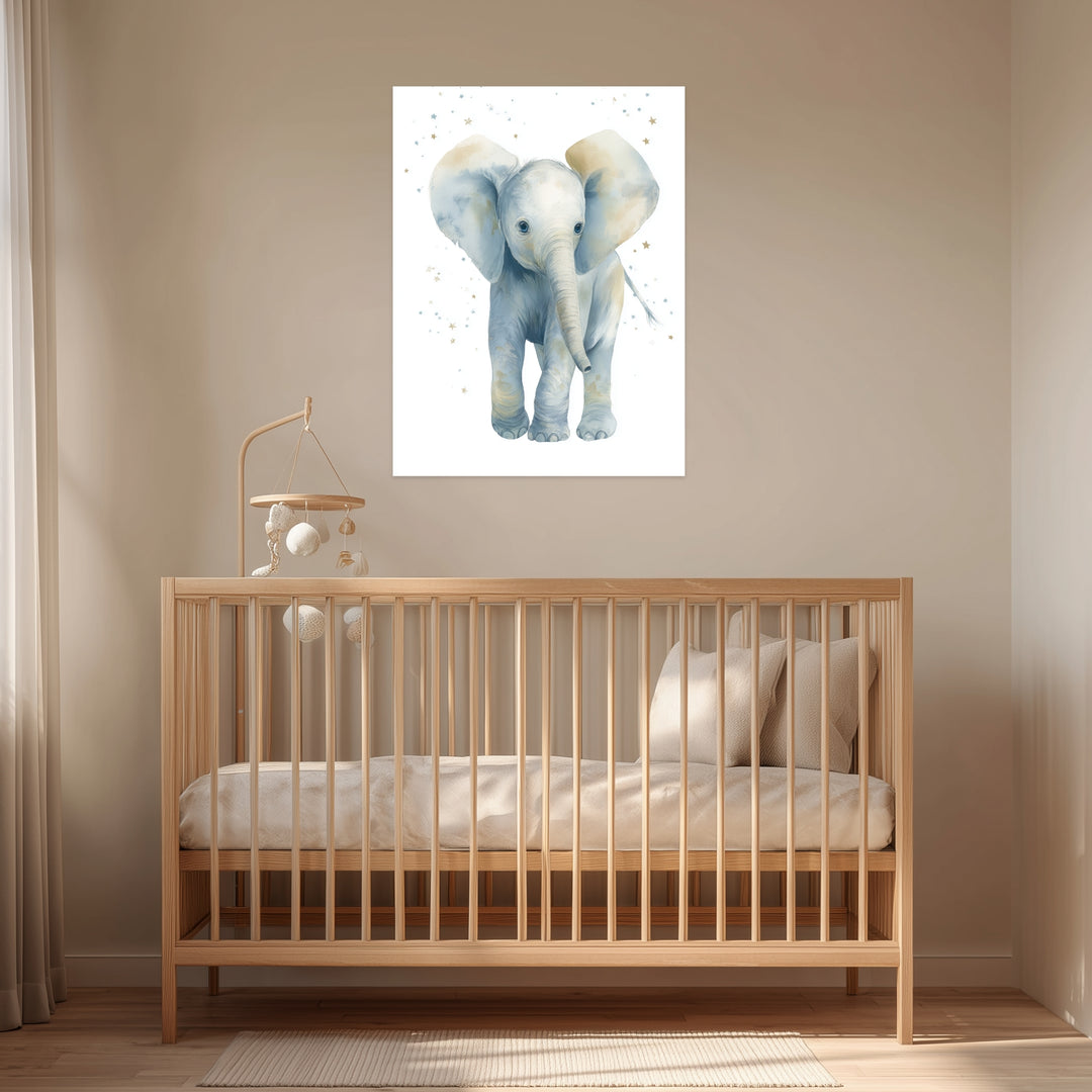 Sanfter Elefant Aquarell Leinwandbild abstrakt – Leinwand auf Holzrahmen – Ansicht 3