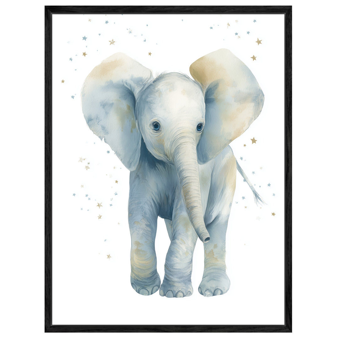 Sanfter Elefant Aquarell Leinwandbild abstrakt – Leinwand auf Holzrahmen – Ansicht 4