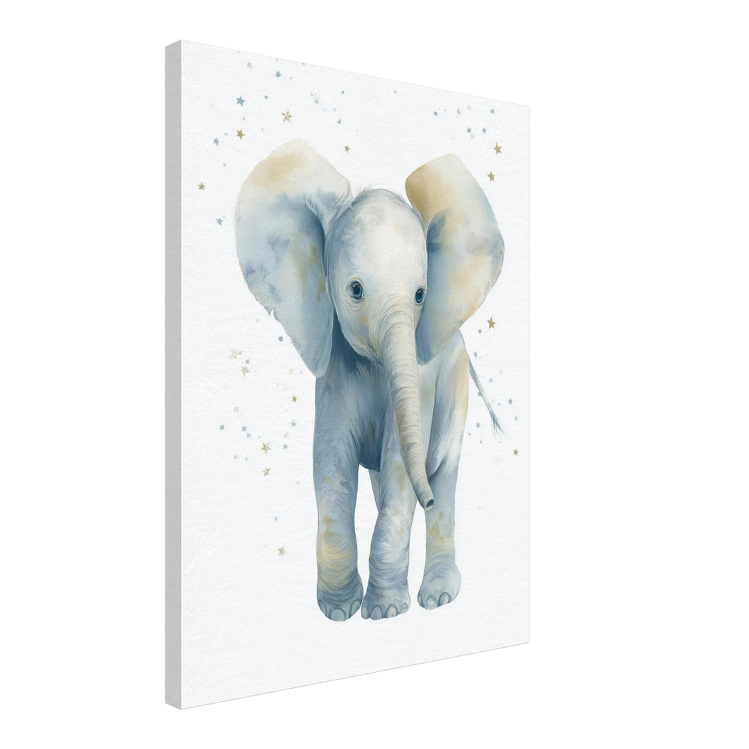 Sanfter Elefant Aquarell Leinwandbild abstrakt – Leinwand auf Holzrahmen – Ansicht 2
