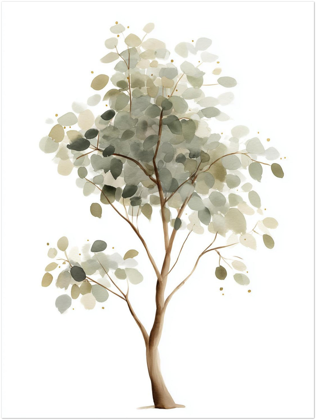 Sanfter Eukalyptusbaum Aquarell abstrakt – Wandkunst