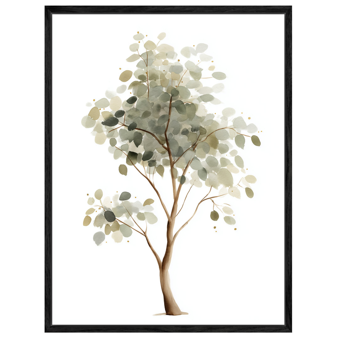 Sanfter Eukalyptusbaum Aquarell Leinwandbild abstrakt – Leinwand auf Holzrahmen – Ansicht 4