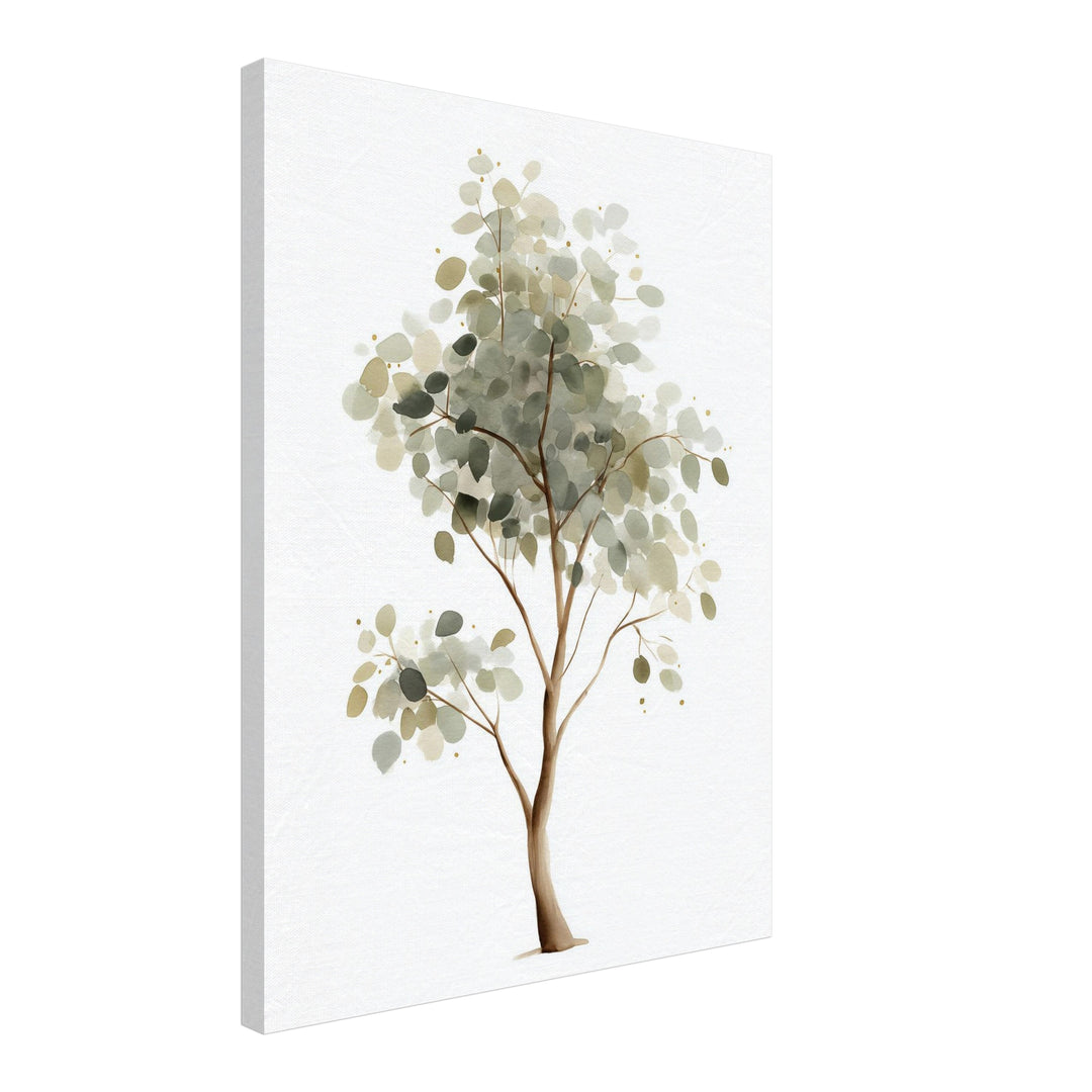Sanfter Eukalyptusbaum Aquarell Leinwandbild abstrakt – Leinwand auf Holzrahmen – Ansicht 2