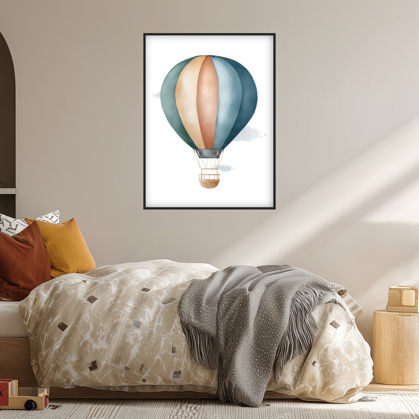 Sanfter Heißluftballon Aquarell Poster