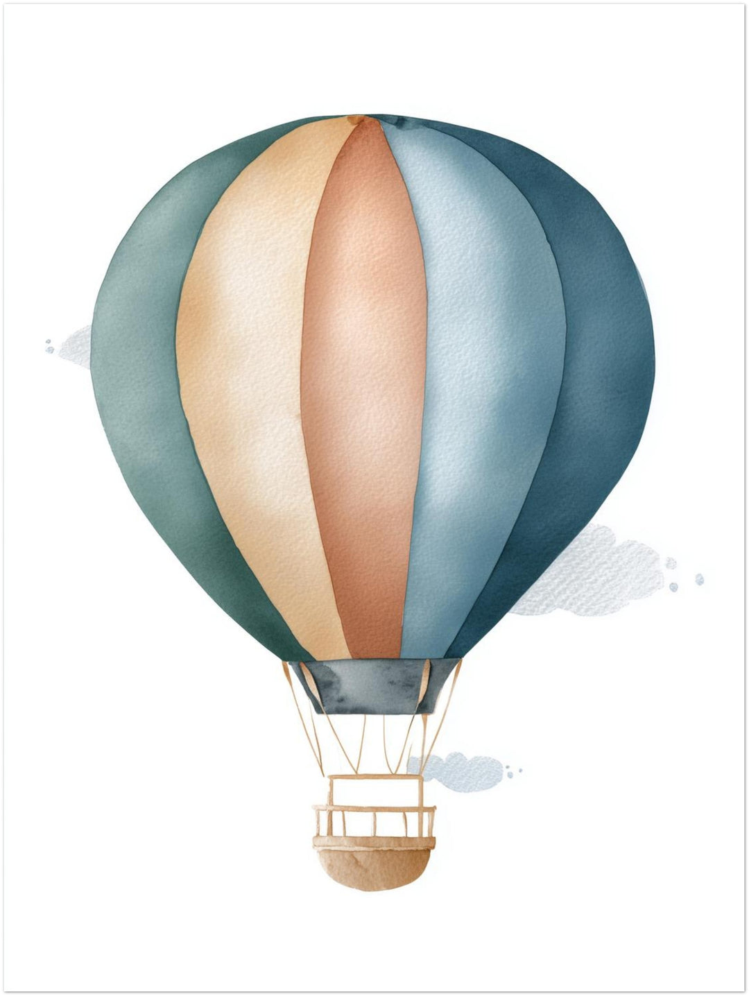 Sanfter Heißluftballon Aquarell abstrakt – Wandkunst