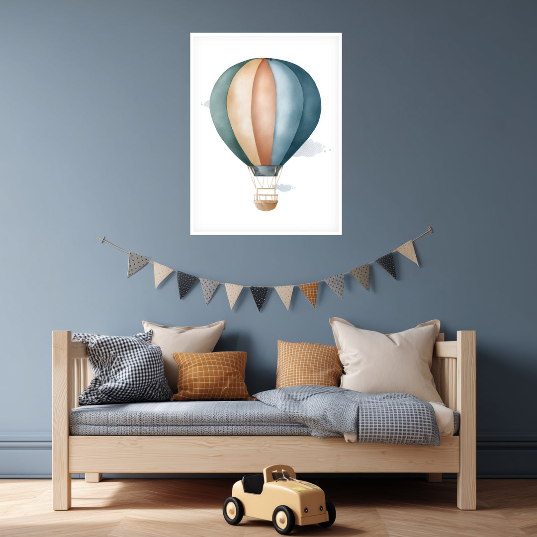 Sanfter Heißluftballon Aquarell Poster abstrakt – mattes Kunstdruck-Papier – Ansicht 3