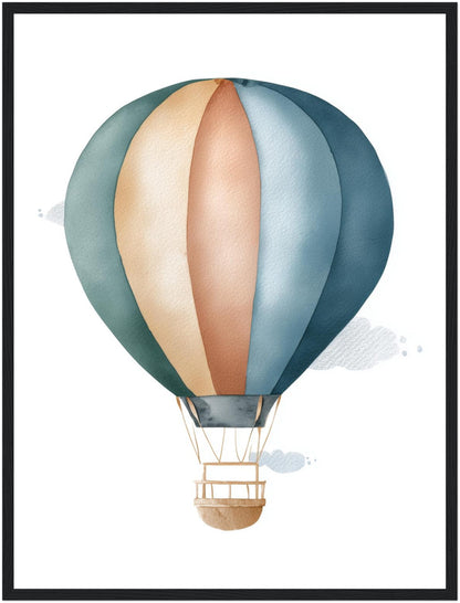 Sanfter Heißluftballon Aquarell Poster