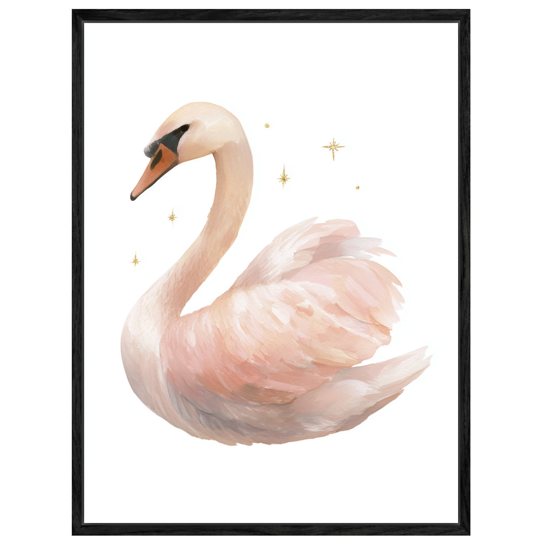 Sanfter Schwan Aquarell Leinwandbild abstrakt – Leinwand auf Holzrahmen – Ansicht 4