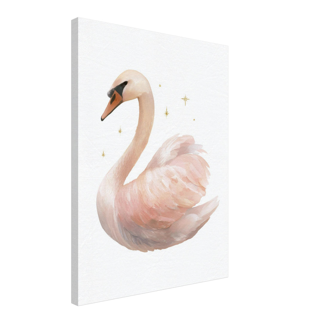 Sanfter Schwan Aquarell Leinwandbild abstrakt – Leinwand auf Holzrahmen – Ansicht 2