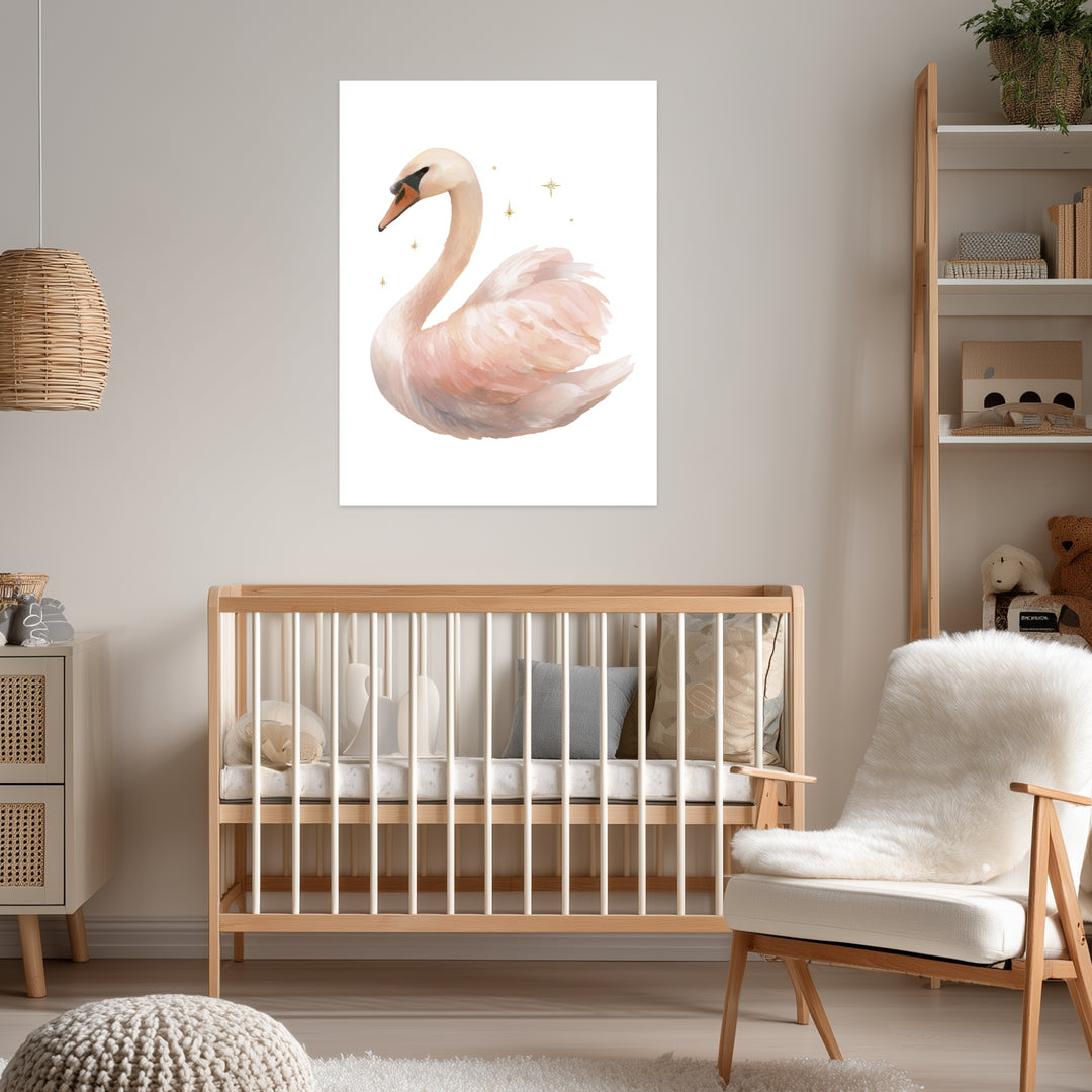 Sanfter Schwan Aquarell Leinwandbild abstrakt – Leinwand auf Holzrahmen – Ansicht 3
