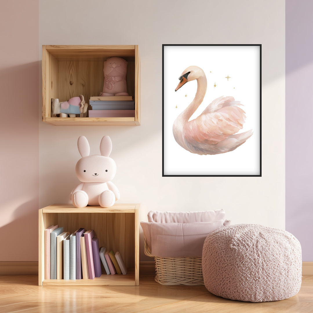 Sanfter Schwan Aquarell Poster abstrakt – mattes Kunstdruck-Papier – Ansicht 3