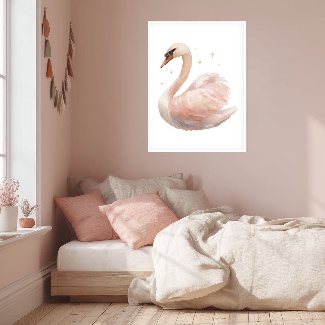 Sanfter Schwan Aquarell Poster abstrakt – mattes Kunstdruck-Papier – Ansicht 4