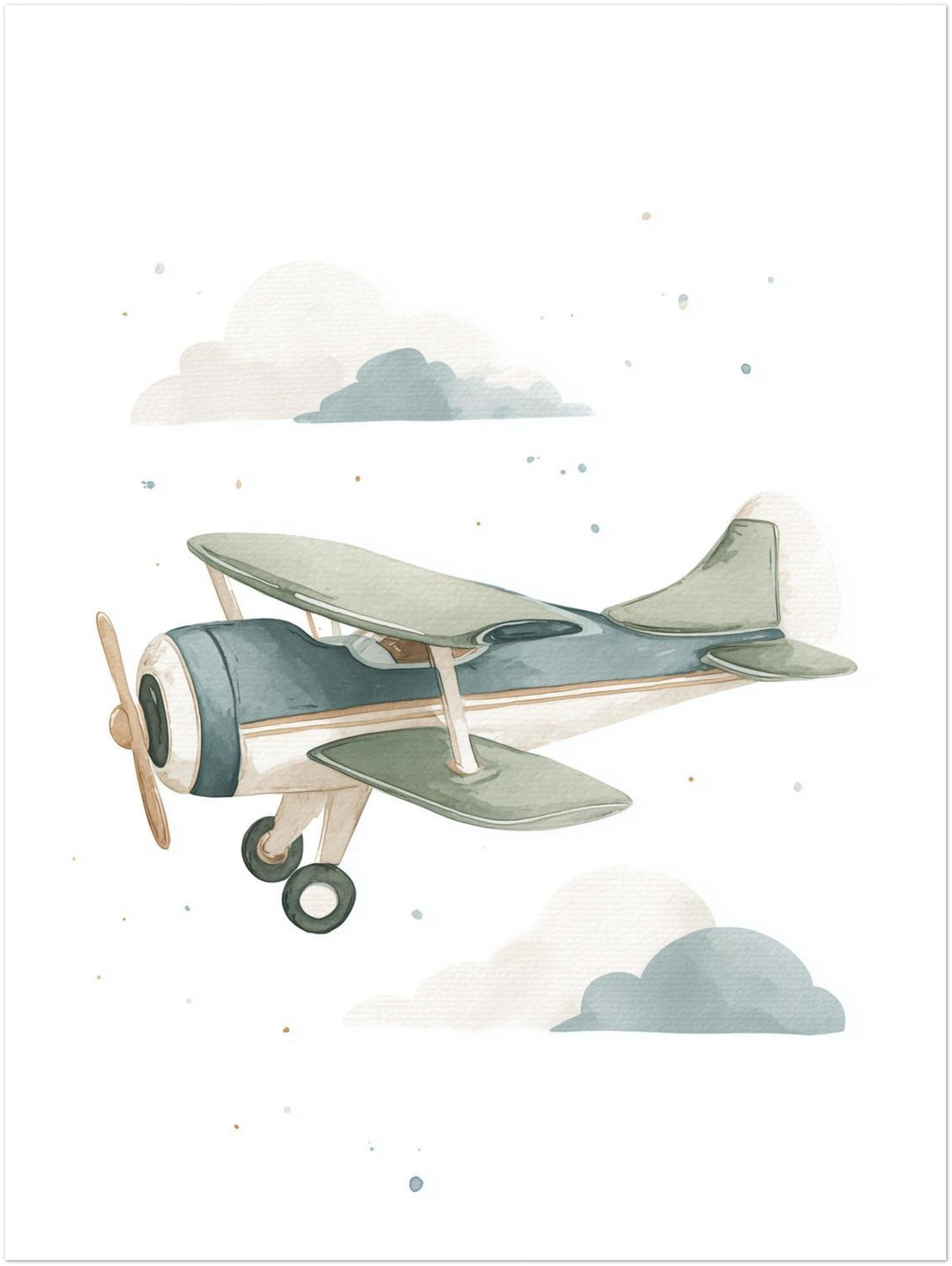 Sanftes Flugzeug Aquarell abstrakt – Wandkunst