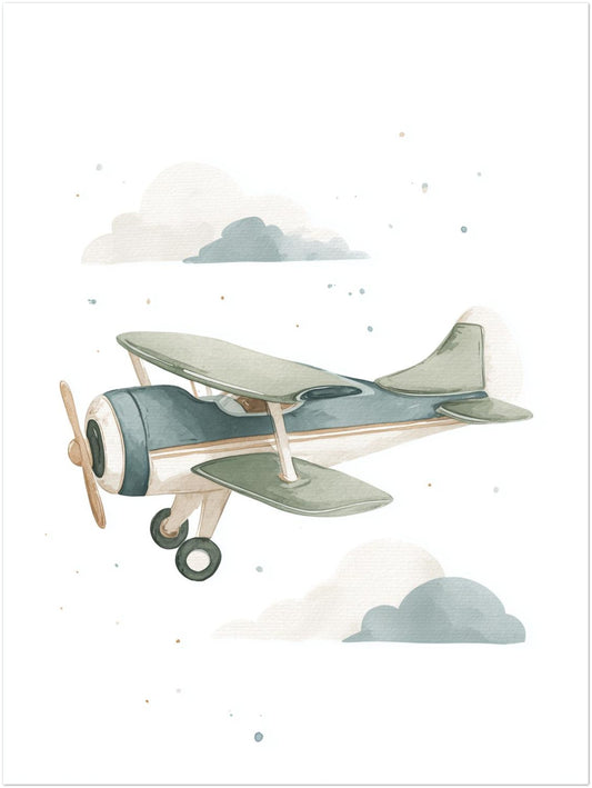 Sanftes Flugzeug Aquarell Poster