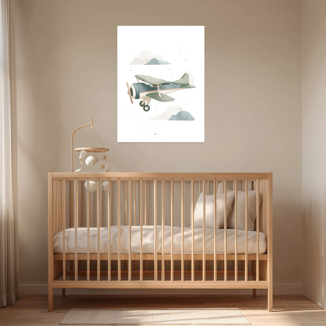 Sanftes Flugzeug Aquarell Leinwandbild abstrakt – Leinwand auf Holzrahmen – Ansicht 3
