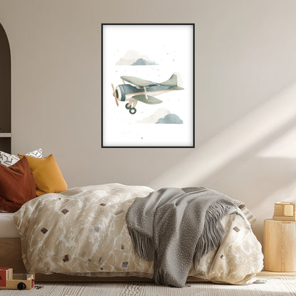 Sanftes Flugzeug Aquarell Poster