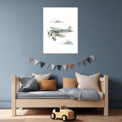 Sanftes Flugzeug Aquarell Poster