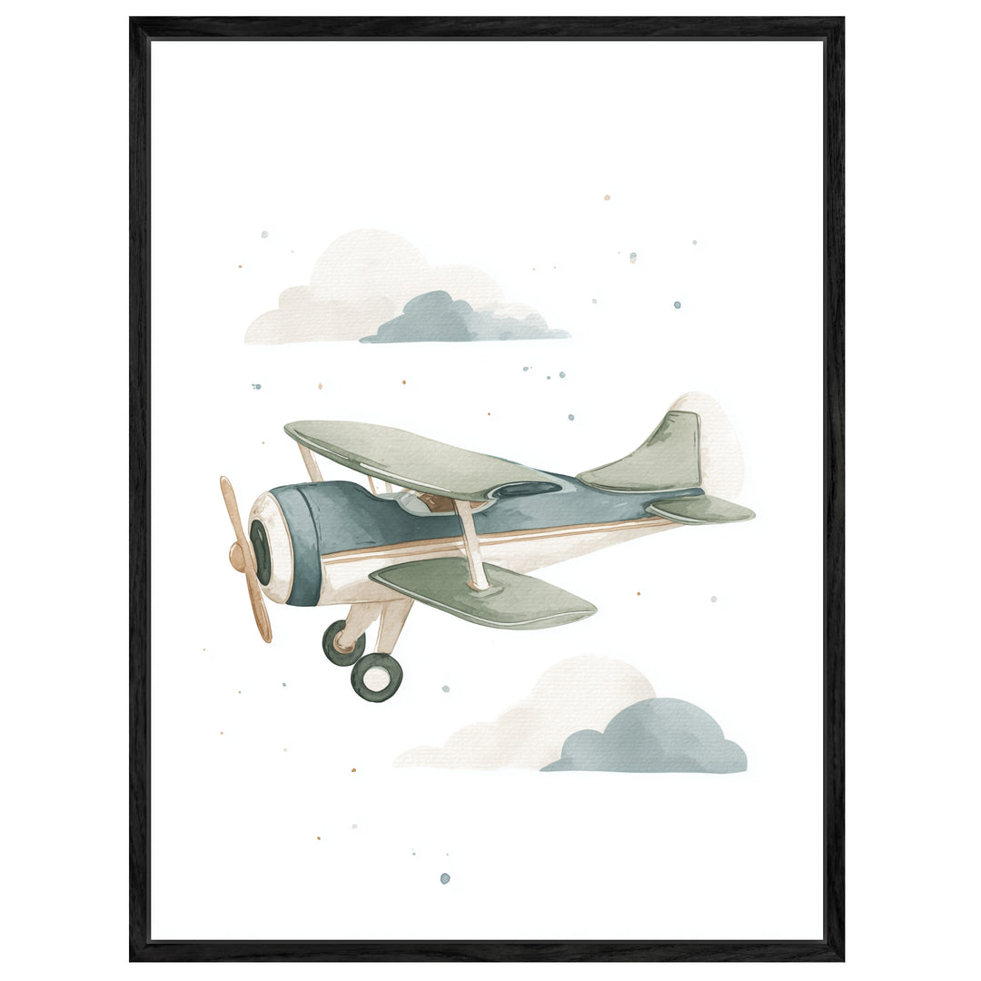Sanftes Flugzeug Aquarell Leinwandbild abstrakt – Leinwand auf Holzrahmen – Ansicht 4