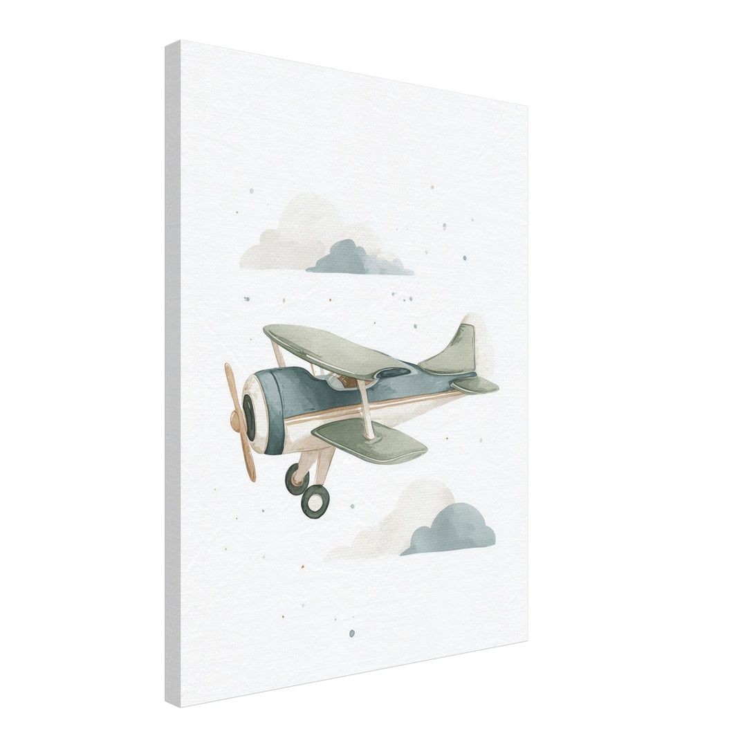 Sanftes Flugzeug Aquarell Leinwandbild abstrakt – Leinwand auf Holzrahmen – Ansicht 2