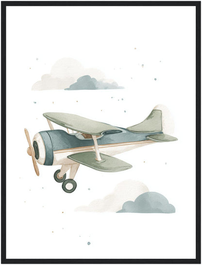 Sanftes Flugzeug Aquarell Poster
