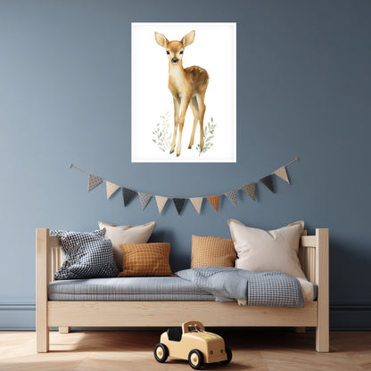 Sanftes Rehkitz Aquarell Poster