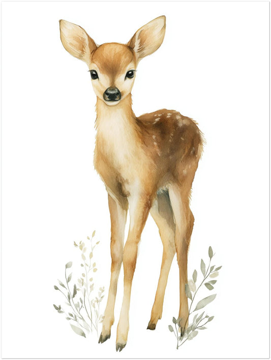 Sanftes Rehkitz Aquarell Poster