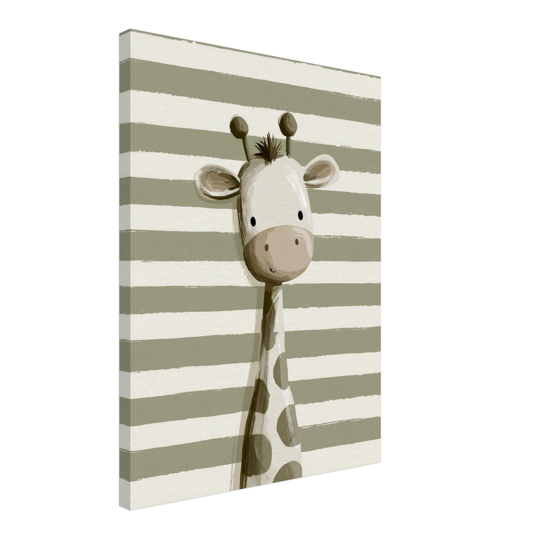 Kleine Giraffe gestreift Leinwandbild – Schräge Ansicht – Produktfoto
