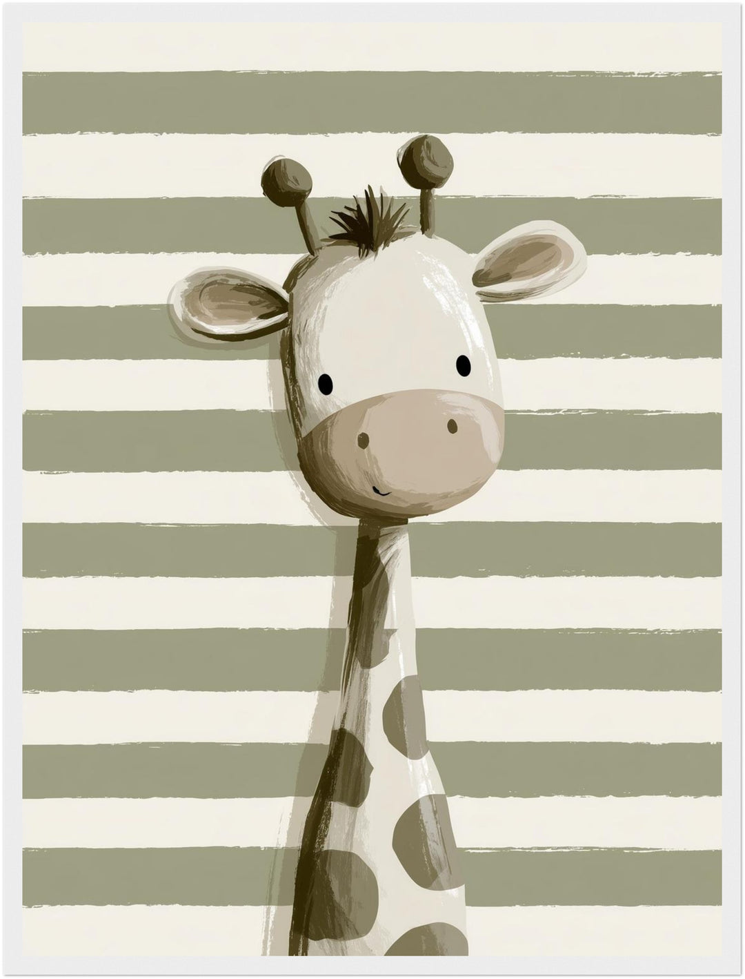 Kleine Giraffe gestreift Poster – Weißer Rahmen – Produktfoto