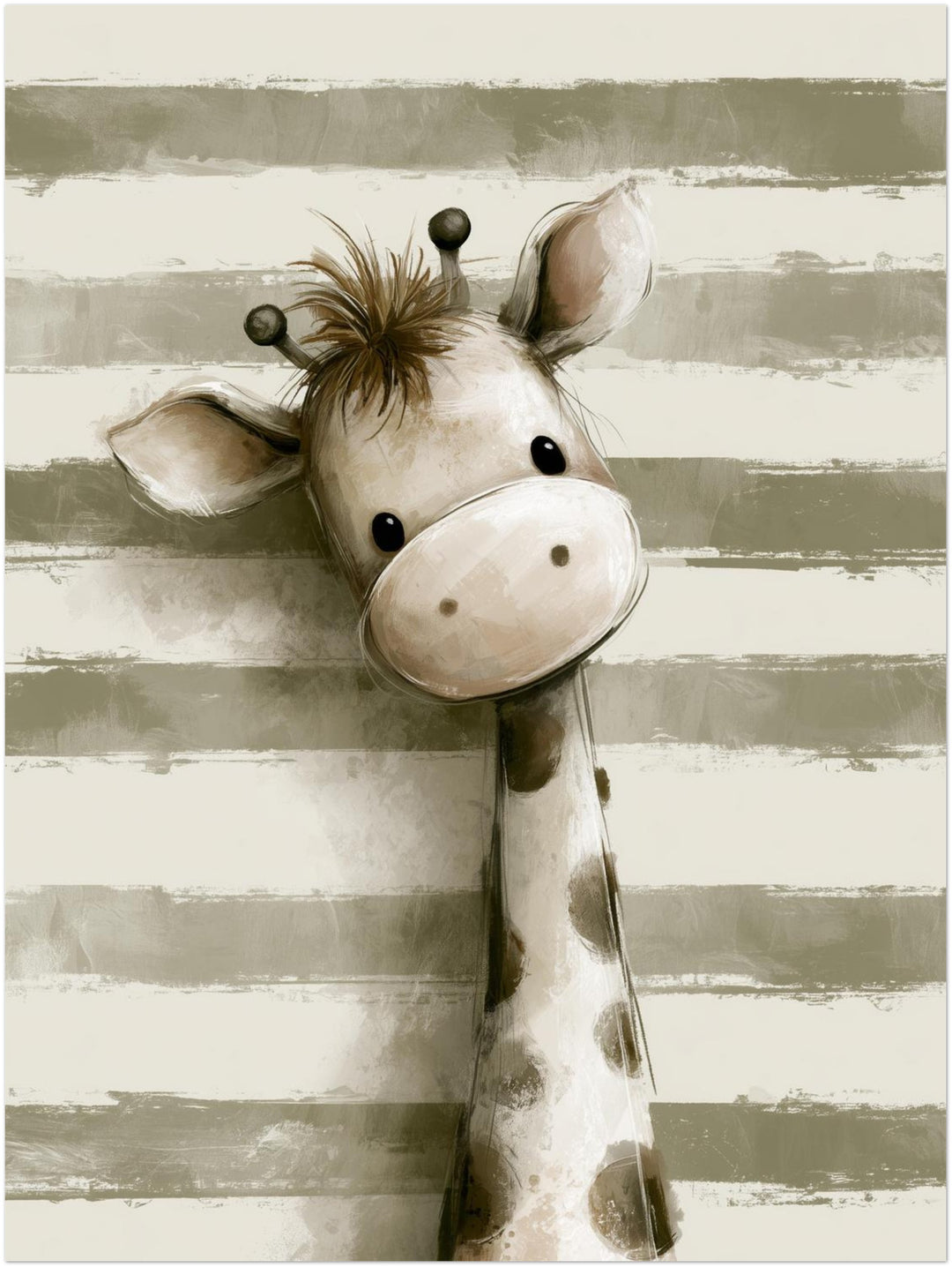 Kleine Giraffe mit Streifen Leinwandbild – Ohne Rahmen – Produktfoto