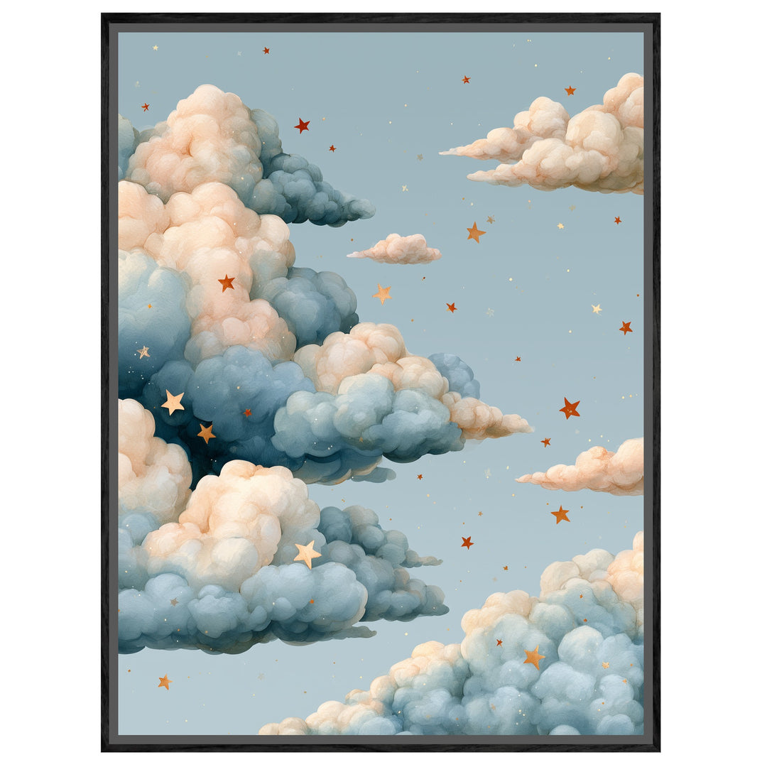 Wolken mit goldenen Sternen Leinwandbild – Leinwandbild